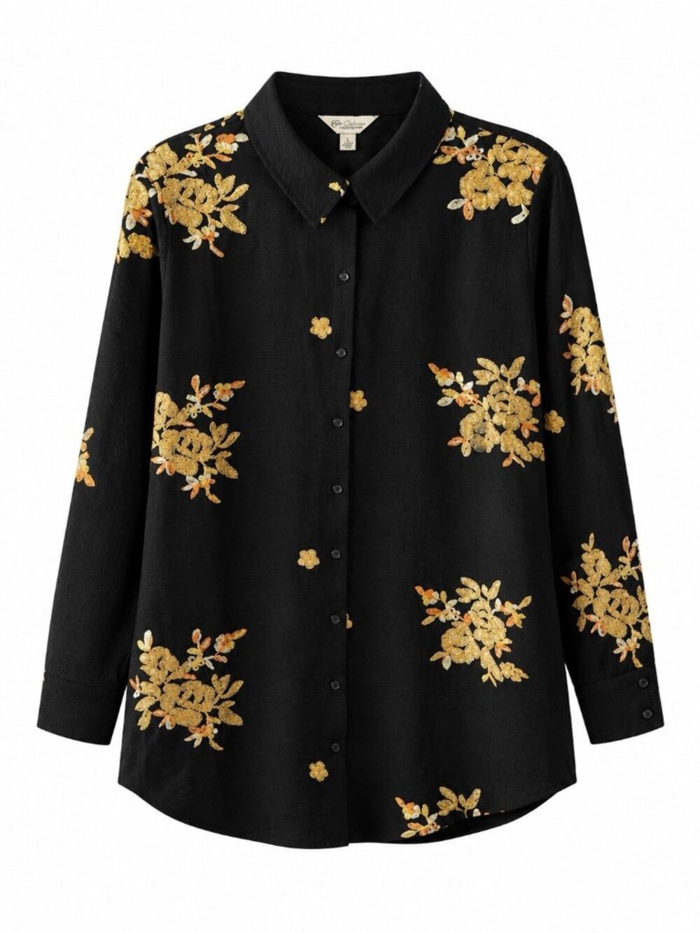 Cato Women Collection Limited Edition Embroidered Tunic Top Black Size Large